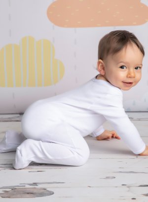 pyjama bébé coton blanc AVEC PIED