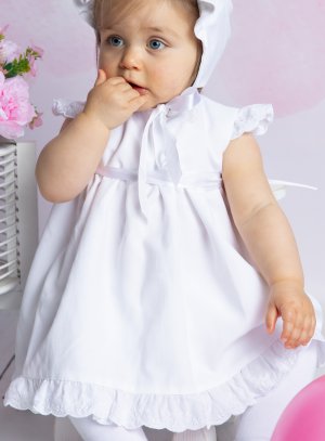 Robe de baptême courte pour bébé fille petite épaule dentelle
