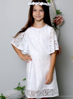 Robe de cérémonie en dentelle blanche pour fille