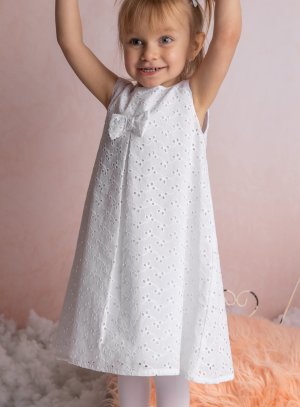 Robe de baptême coton broderie anglaise pour petite fille