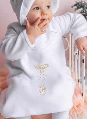 Robe de Baptême HIVER petite fille " bébé et Colombe "