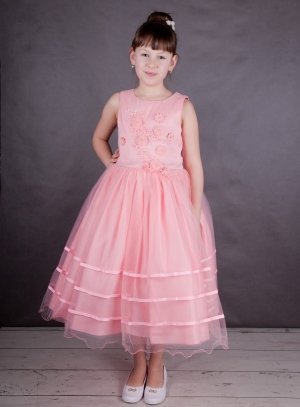 Robe de cérémonie enfant rose pastel princesse