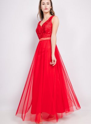 robe cocktail longue femme rouge