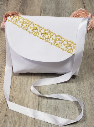 sac de communion blanc bande or