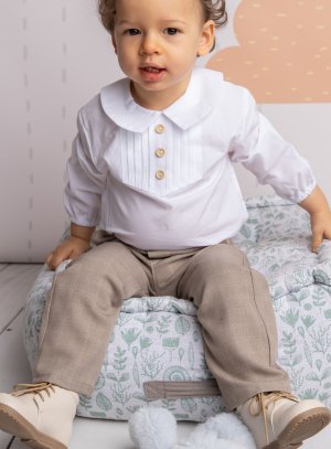 Tenue bébé garçon pour mariage ou baptême pantalon et chemise vintage Lisandro