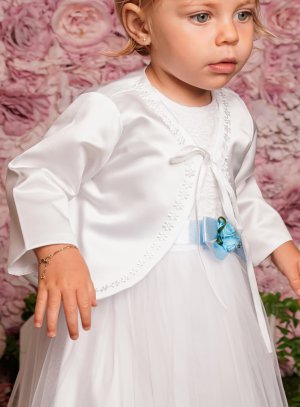 Petite veste blanche bébé ou petite fille en satin